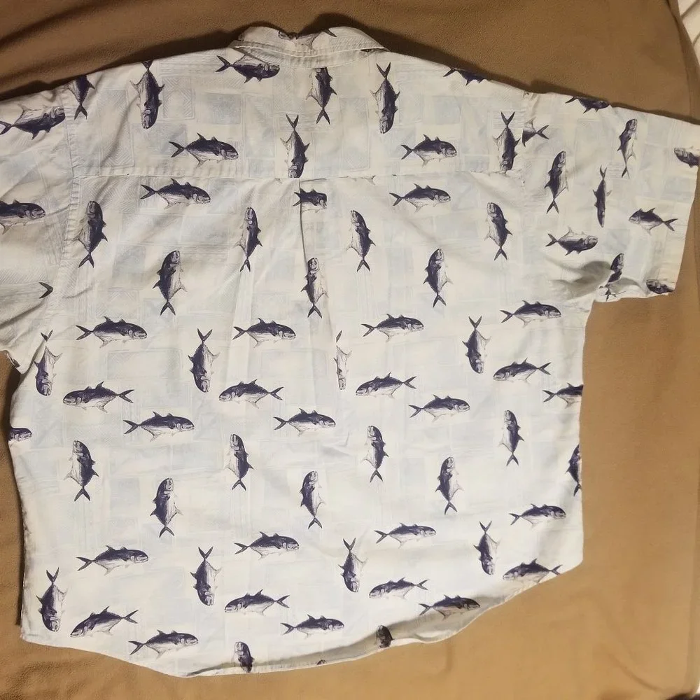 Puritan's light blue fish-themed 3XL men's shirt - Picture 3 of 4
